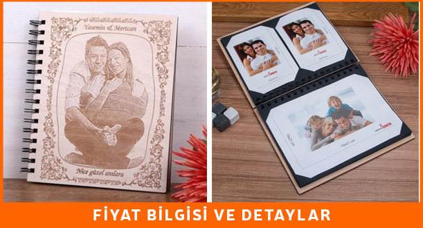 Fotoğraf ve Mesaj İşlemeli Ahşap Albüm